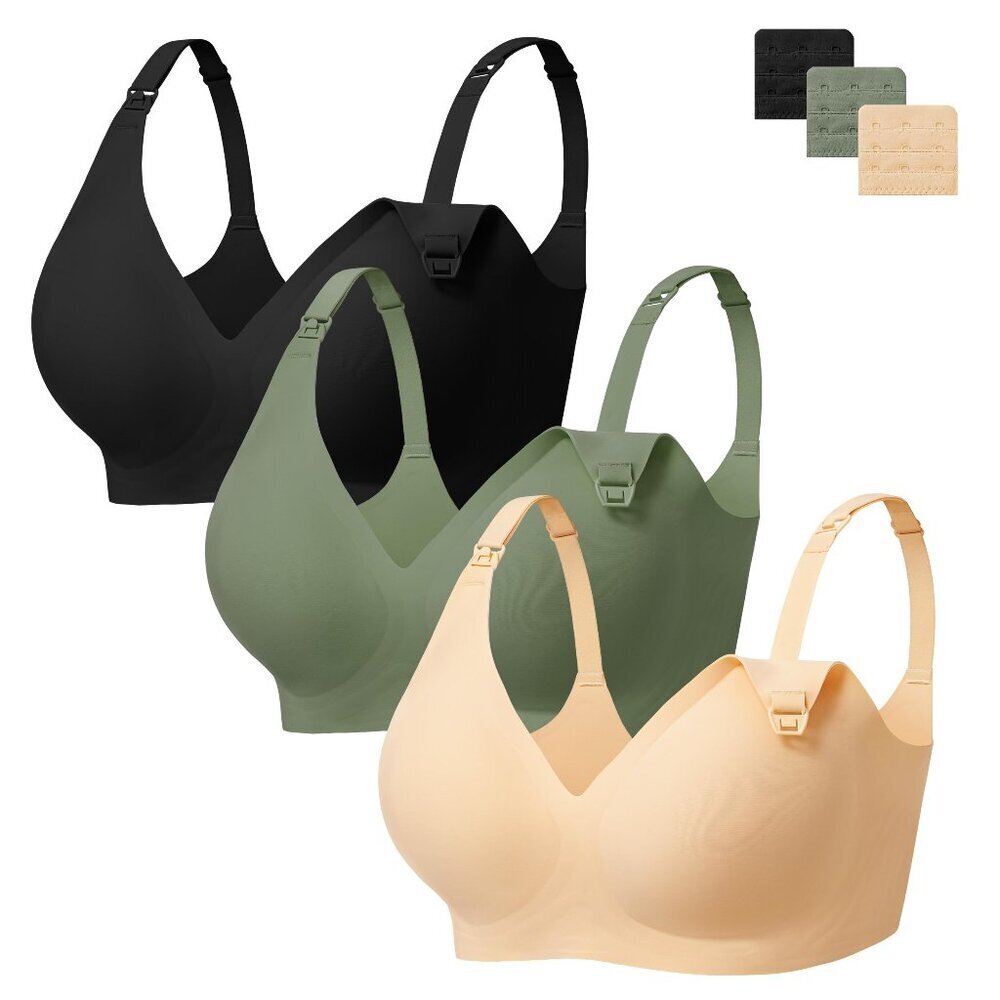 Wireless Nursing Bras 3 Pack Seamless Maternity Sleep Bralette